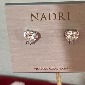NWT Nadri Crystal Silver Heart Earrings #JW7